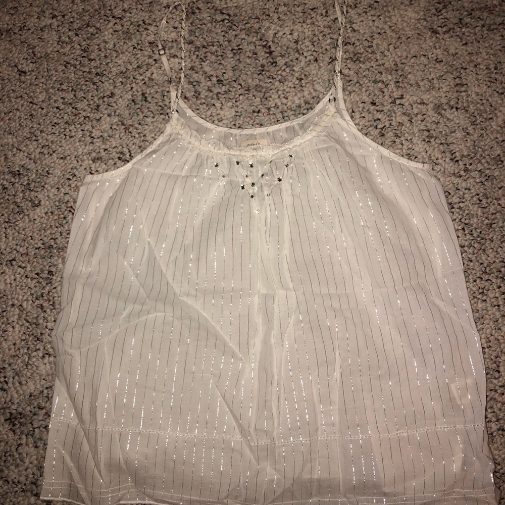 White Aerie shimmer detail tank top